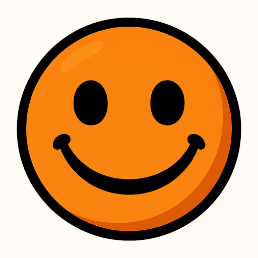 Orange smiley ball.
In-Game asset.  2d.  High contrast.  No shadows