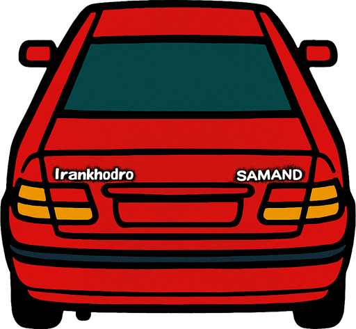 Kirmizi Irankhodro samand arkasi ama yukaridan.
In-Game asset.  2d.  High contrast.  No shadows