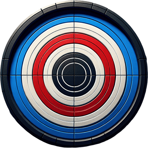 Is a top-down circular image, ideally 60–70 pixels in diameter.

Has a realistic or slightly stylized design (classic carrom striker look).

Has a white outer ring, with either a red, blue, or black inner design..
Single Game Texture.  In-Game asset.  2d.  Blank background.  High contrast.  No shadows