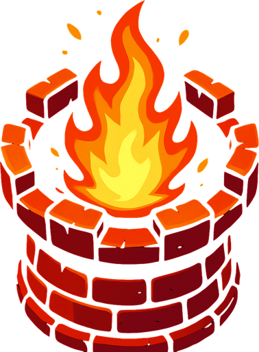 torrre de fuego desde arriba.
In-Game asset.  2d.  High contrast.  No shadows