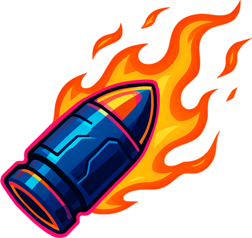 Bala de fuego futurista.
In-Game asset.  2d.  High contrast.  No shadows