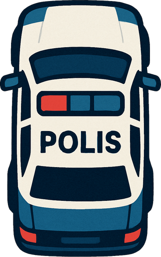 Polis arabası kuş bakışı.
In-Game asset.  2d.  High contrast.  No shadows
