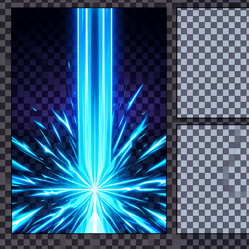 Single Game Texture. In-Game asset. 2d. A blue laser beam going straight from bottom to top.
Single Game Texture. In-Game asset. 2d. Blank background. High contrast. No shadows.