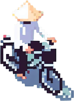 vietnamese on a bike, top down, from above, flat, 8 bit art, pixel art,
Single Game Texture. In-Game asset. 2d. Blank background. High contrast. No shadows.