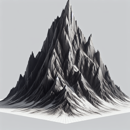 Mountain.
Single Game Texture.  In-Game asset.  2d.  Blank background.  High contrast.  No shadows
