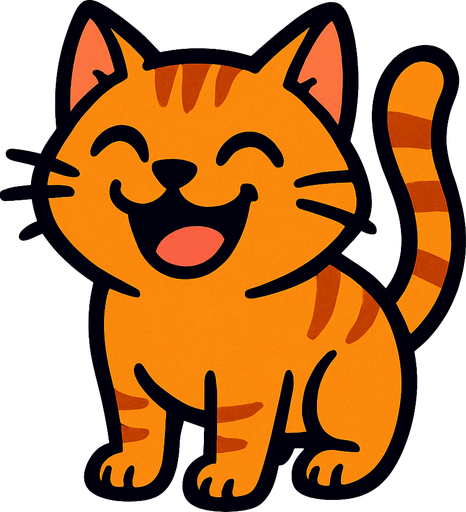 Gulen bir kedi.
In-Game asset.  2d.  High contrast.  No shadows