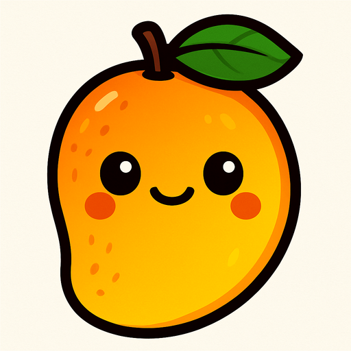Mango with cute face.
In-Game asset.  2d.  High contrast.  No shadows
