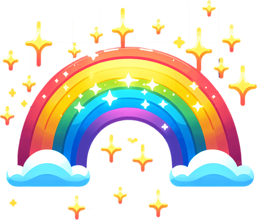 rainbow sparkle.
Single Game Texture. In-Game asset. 2d. Blank background. High contrast. No shadows.