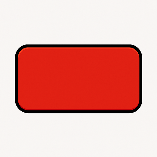 Crea un rectángulo para asset de botón. Debe ser: color rojo escarlata con borde en forma de rectángulo.
Los colores deben ser planos, y los bordes redondeados.
In-Game asset.  2d.  High contrast.  No shadows. anime. simple
