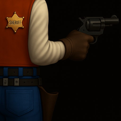 Exactly the same picture with Sherrif holding his gun much lower aiming it straight ahead