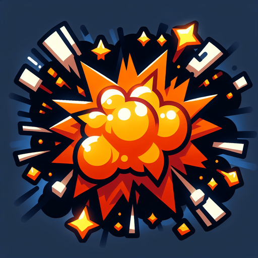 explosion toony.
Single Game Texture. In-Game asset. 2d. Blank background. High contrast. No shadows.