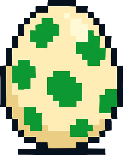 8 bit style dinosaur egg.
2d.  High contrast.  No shadows. 8 bit