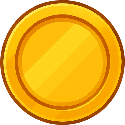 Gold coin up view tranparent.
In-Game asset.  2d.  High contrast.  No shadows no text