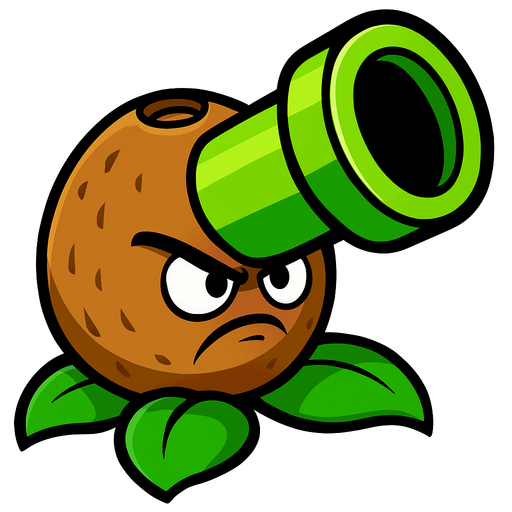 pvz1 coconut cannon.
In-Game asset.  2d.  High contrast.  No shadows
