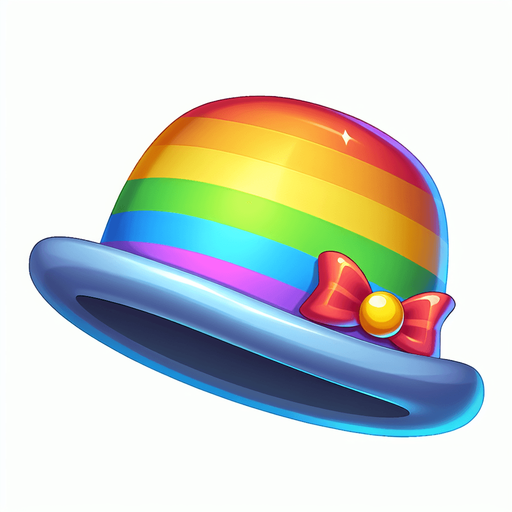 A rainbow hat with a propeller on the top. Side profile. Cartoon..
Single Game Texture.  In-Game asset.  2d.  Blank background.  High contrast.  No shadows