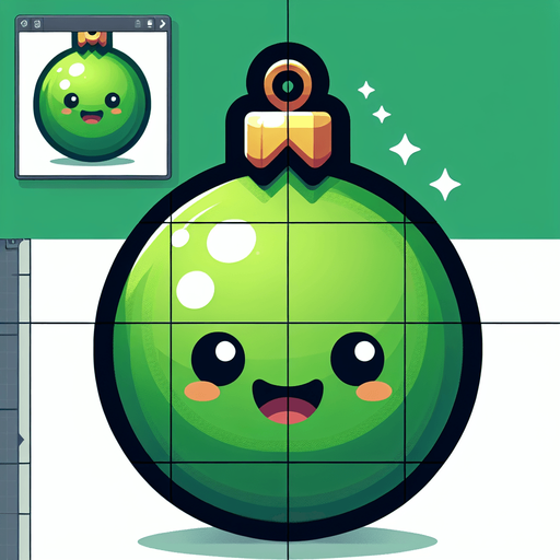 Perfectly square bright green Christmas decoration with cute happyy face. Cartoon style. Cute art style. Simple vector style. No Shadows.
Single Game Texture. In-Game asset. 2d. Blank background. High contrast. No shadows.