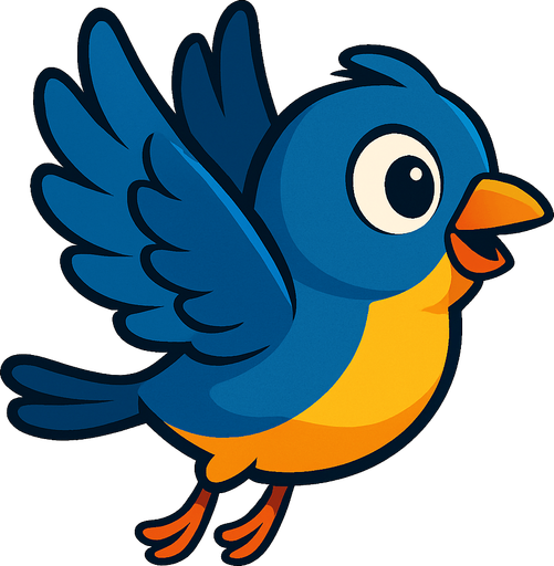 3d pixar tarzı kanat çırpan kuş yandan.
In-Game asset.  2d.  High contrast.  No shadows