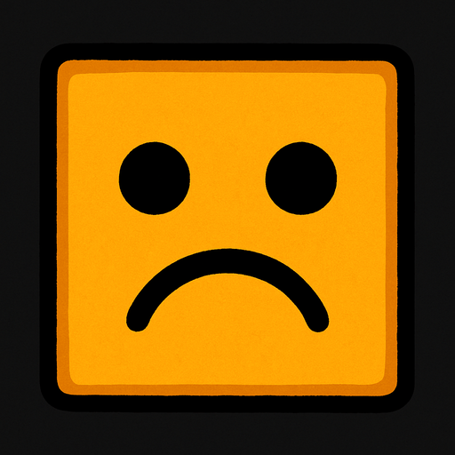 sad square.
In-Game asset.  2d.  High contrast.  No shadows