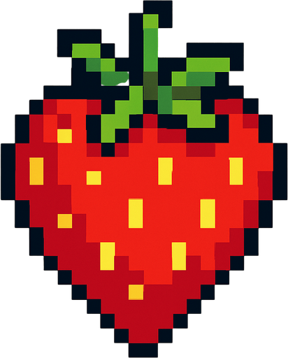 make pixel art 2d strawberry.
In-Game asset.  2d.  High contrast.  No shadows