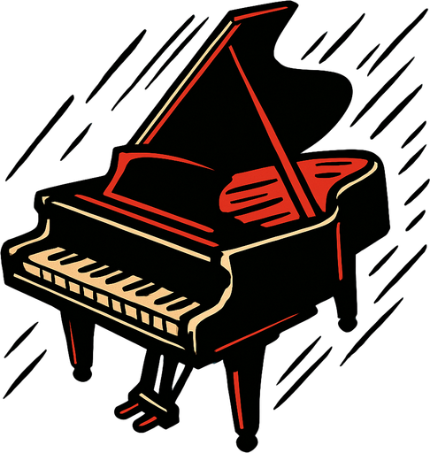 piano de cola cayendo.
In-Game asset.  2d.  High contrast.  No shadows