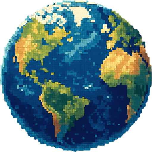 Planet Earth of the universe in Pixel Art style