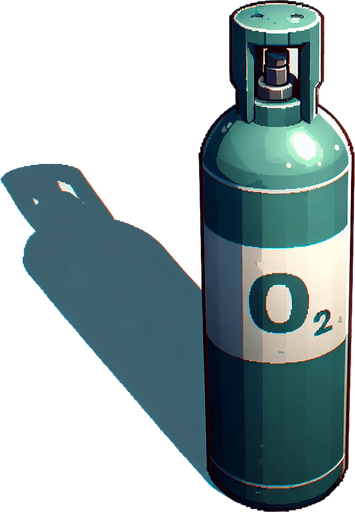 oxygen cylinder with O2 symbol
Single Game Texture.  In-Game asset.  2d.  Blank background.  High contrast.  No shadows