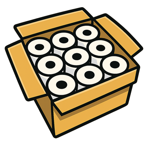 Box of toilet paper top down.
In-Game asset.  2d.  High contrast.  No shadows