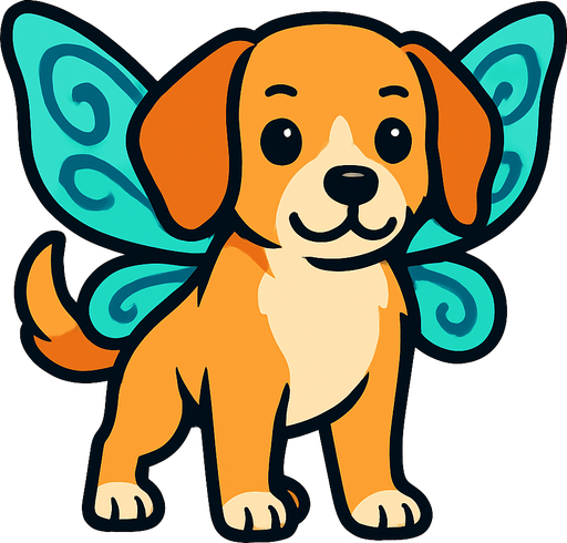 Chien avec des ailes de fée.
In-Game asset.  2d.  High contrast.  No shadows