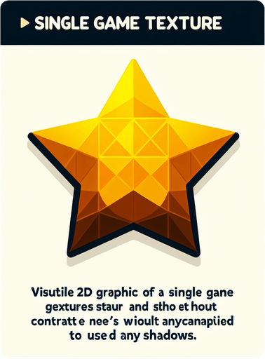 A yellow star.
Single Game Texture. In-Game asset. 2d. Blank background. High contrast. No shadows.