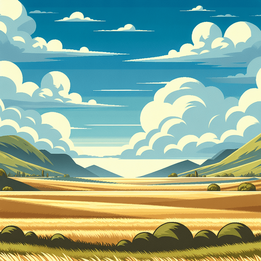 outside plains with hills.
Single Game Texture.  In-Game asset.  2d.  Blank background.  High contrast.  No shadows
