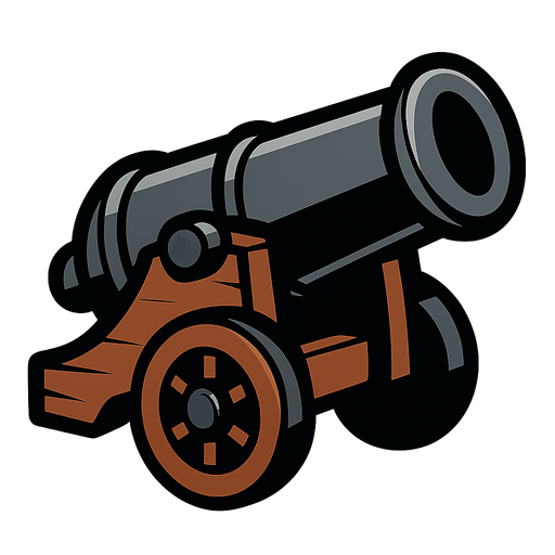 Cannon.
In-Game asset.  2d.  High contrast.  No shadows