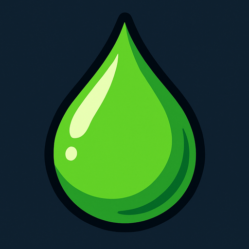зеленая капля.
In-Game asset.  2d.  High contrast.  No shadows