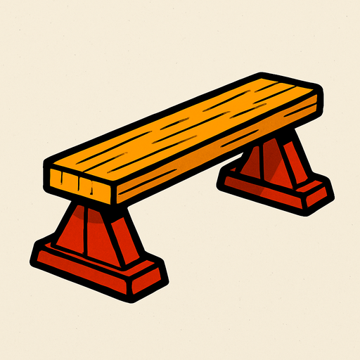 iki tarafında alttan destek olan atlama tahtası.
In-Game asset.  2d.  High contrast.  No shadows