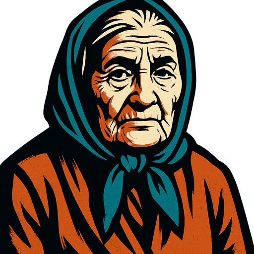 old woman.
In-Game asset.  2d.  High contrast.  No shadows
