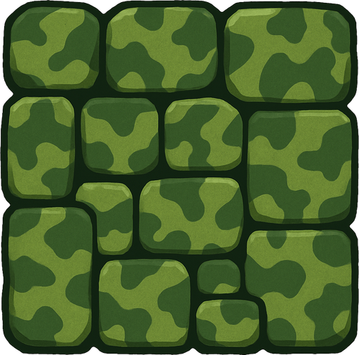 stone, cell for wall. color green camouflage
In-Game asset.  2d.  High contrast.  No shadows