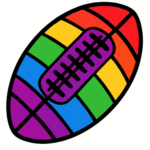 Rainbow themed american football.
In-Game asset.  2d.  High contrast.  No shadows