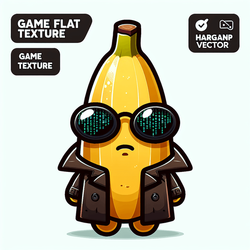 video game cute banana Pokémon with Matrix-like black glasses and a trench coat, oversized head occupying most of its body, standing on two tiny chubby feet at the bottom, tiny adorable creature with a cute angry expression, looking straight ahead, facing the camera directly. 2D flat vector illustration.
Single Game Texture. In-Game asset. 2d. Blank background. High contrast. No shadows.