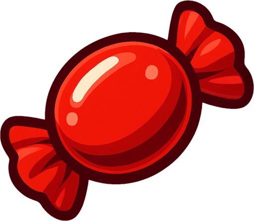 Kırmızı şeker.
In-Game asset.  2d.  High contrast.  No shadows