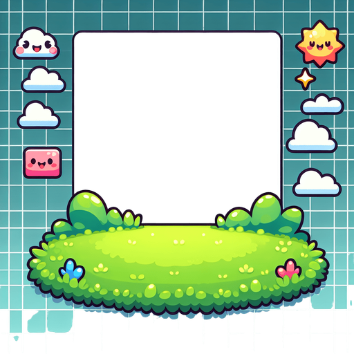 kawaii style grass feild backdrop.
Single Game Texture. In-Game asset. 2d. Blank background. High contrast. No shadows.