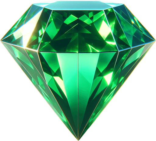 green 3d diamond.
In-Game asset. 3d. Blank background. High contrast. No shadows.