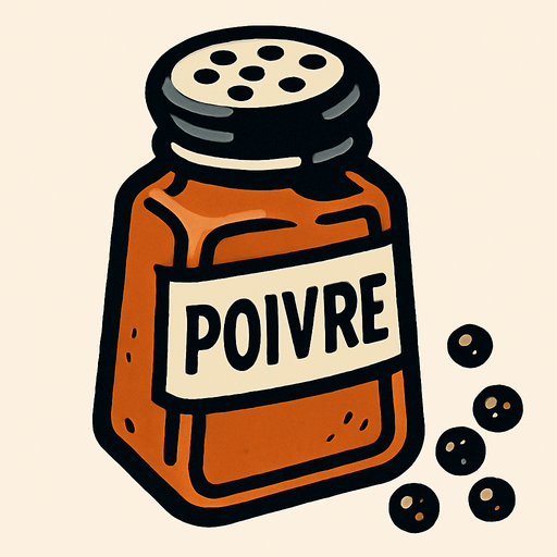 Poivre.
In-Game asset.  2d.  High contrast.  No shadows