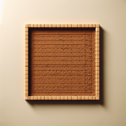 simple straight square light brown soil.
Zenith view. Video game style. High definition.