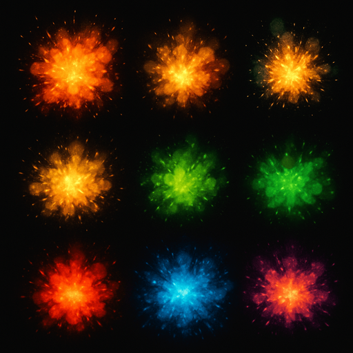 VFX pack of different explosions particles. Different colors. HD colors. ellipse. circle
In-Game asset.  3d.  High contrast.  No shadows