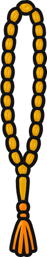 thin upward long muslim prayer beads.
In-Game asset.  2d.  High contrast.  No shadows