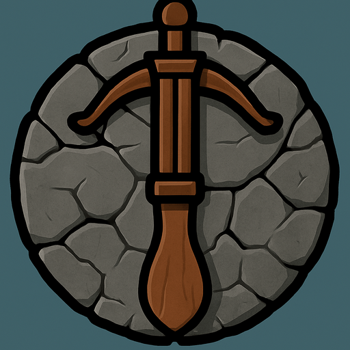 Circle of rock. The turret is a crossbow with no bow on it, only the base.