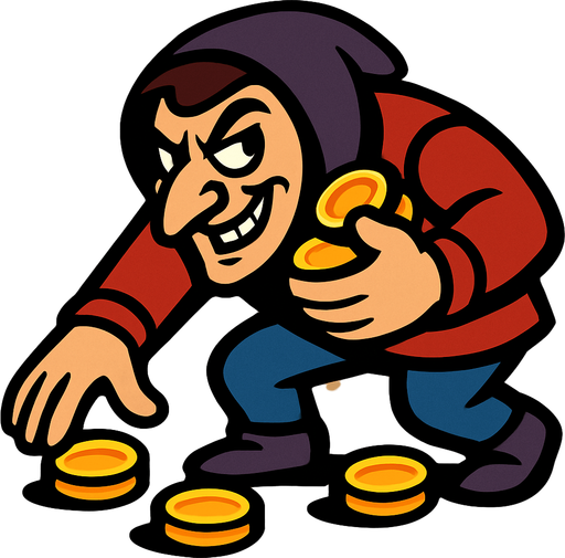 Para toplayan sinsi adam.
In-Game asset.  2d.  High contrast.  No shadows