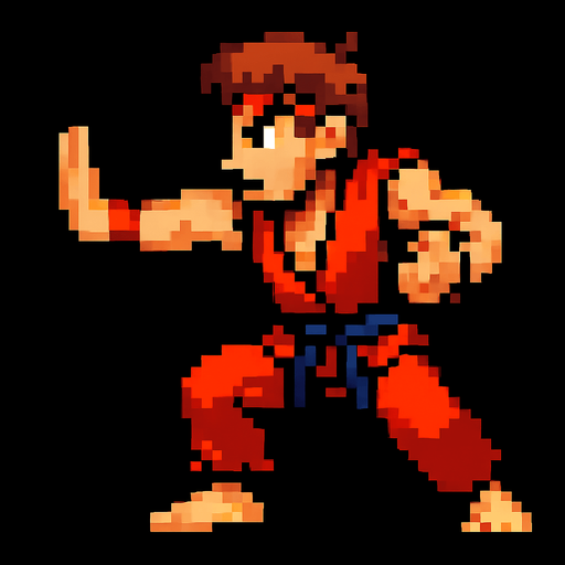 aduket pozu vermiş pixel bir adam avucunun içi boş olsun.
In-Game asset.  2d.  High contrast.  No shadows