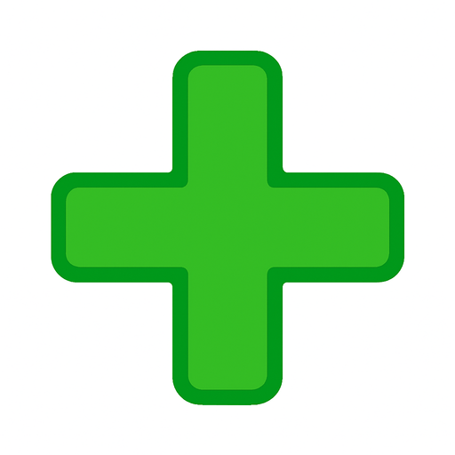 Simbolo de mas de color verde.
In-Game asset.  2d.  High contrast.  No shadows