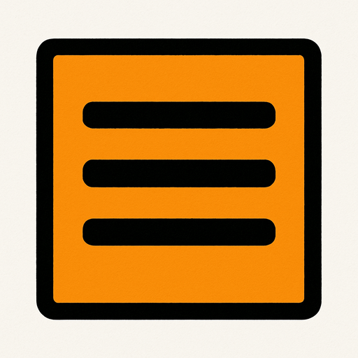 SImbolo de menu de hamburguesa.
In-Game asset.  2d.  High contrast.  No shadows
