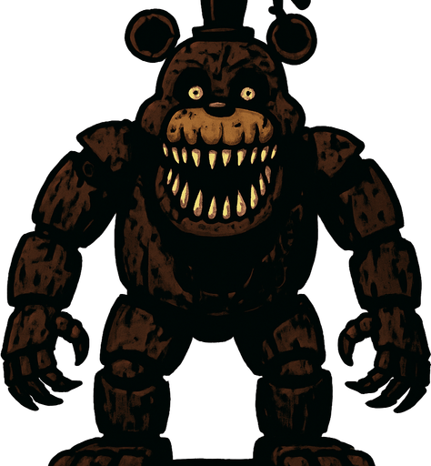 A terrifying very big animatronic..
In-Game asset.  2d.  High contrast.  No shadows